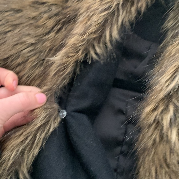 Black faux fur jacket blazer size S removable‎ fur black brown classic elegant - Picture 8 of 12